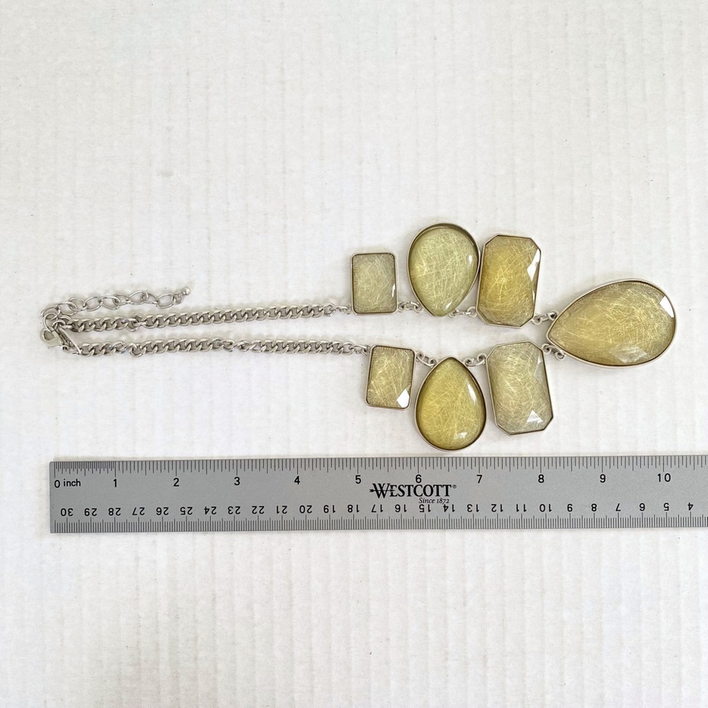 New York & Co Geometric Teardrop Rectangle Necklace - Picture 2 of 10